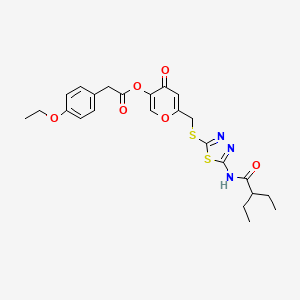 6-(((5-(2-ethylbutanamido)-1,3,4-thiadiazol-2-yl)thio)methyl)-4-oxo-4H-pyran-3-yl 2-(4-ethoxyphenyl)acetate - 896013-62-0