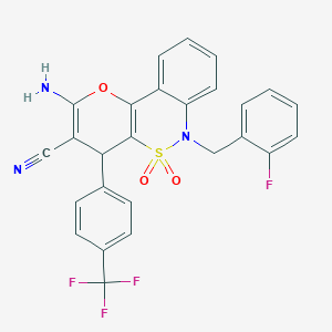 2-Amino-6-(2-fluorobenzyl)-4-[4-(trifluoromethyl)phenyl]-4,6-dihydropyrano[3,2-c][2,1]benzothiazine-3-carbonitrile 5,5-dioxide - 893295-35-7