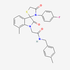 2-(3'-(4-fluorophenyl)-7-methyl-2,4'-dioxospiro[indoline-3,2'-thiazolidin]-1-yl)-N-(4-methylbenzyl)acetamide - 899987-23-6