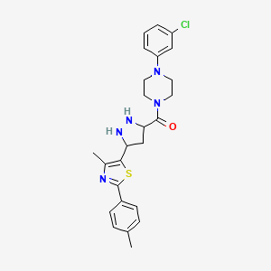 [4-(3-Chlorophenyl)piperazin-1-yl]-[5-[4-methyl-2-(4-methylphenyl)-1,3-thiazol-5-yl]pyrazolidin-3-yl]methanone - 1298037-96-3