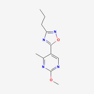 2-methoxy-4-methyl-5-(3-propyl-1,2,4-oxadiazol-5-yl)pyrimidine - 2034329-99-0
