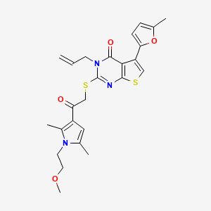 2-({2-[1-(2-methoxyethyl)-2,5-dimethyl-1H-pyrrol-3-yl]-2-oxoethyl}sulfanyl)-5-(5-methylfuran-2-yl)-3-(prop-2-en-1-yl)-3H,4H-thieno[2,3-d]pyrimidin-4-one - 727688-94-0