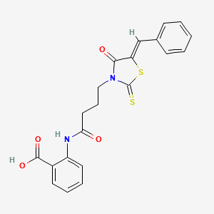 (Z)-2-(4-(5-benzylidene-4-oxo-2-thioxothiazolidin-3-yl)butanamido)benzoic acid - 300378-11-4