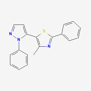 4-methyl-2-phenyl-5-(1-phenyl-1H-pyrazol-5-yl)-1,3-thiazole - 2058516-02-0