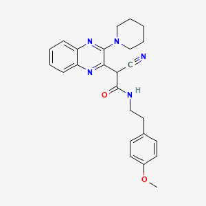 2-cyano-N-(4-methoxyphenethyl)-2-(3-(piperidin-1-yl)quinoxalin-2-yl)acetamide - 380568-69-4