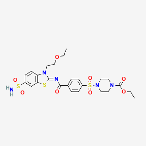 (Z)-ethyl 4-((4-((3-(2-ethoxyethyl)-6-sulfamoylbenzo[d]thiazol-2(3H)-ylidene)carbamoyl)phenyl)sulfonyl)piperazine-1-carboxylate - 865173-98-4