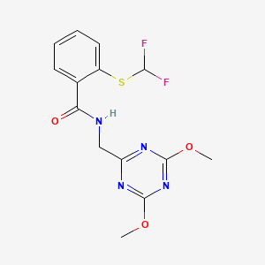 2-((difluoromethyl)thio)-N-((4,6-dimethoxy-1,3,5-triazin-2-yl)methyl)benzamide - 2034522-12-6