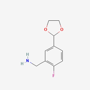 [5-(1,3-Dioxolan-2-yl)-2-fluorophenyl]methanamine - 2225141-29-5