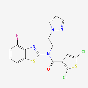 2,5-dichloro-N-(4-fluoro-1,3-benzothiazol-2-yl)-N-[2-(1H-pyrazol-1-yl)ethyl]thiophene-3-carboxamide - 1171645-40-1