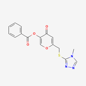 6-(((4-methyl-4H-1,2,4-triazol-3-yl)thio)methyl)-4-oxo-4H-pyran-3-yl benzoate - 877815-95-7