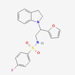 4-fluoro-N-(2-(furan-2-yl)-2-(indolin-1-yl)ethyl)benzenesulfonamide - 898416-23-4