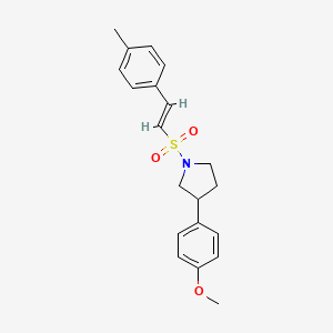 (E)-3-(4-methoxyphenyl)-1-((4-methylstyryl)sulfonyl)pyrrolidine - 1396891-30-7