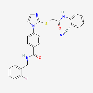 4-(2-((2-((2-cyanophenyl)amino)-2-oxoethyl)thio)-1H-imidazol-1-yl)-N-(2-fluorobenzyl)benzamide - 1207039-48-2