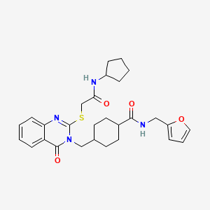 4-[(2-{[(cyclopentylcarbamoyl)methyl]sulfanyl}-4-oxo-3,4-dihydroquinazolin-3-yl)methyl]-N-[(furan-2-yl)methyl]cyclohexane-1-carboxamide - 422292-86-2