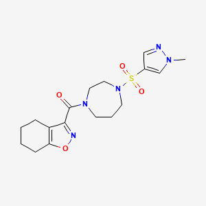 (4-((1-methyl-1H-pyrazol-4-yl)sulfonyl)-1,4-diazepan-1-yl)(4,5,6,7-tetrahydrobenzo[d]isoxazol-3-yl)methanone - 2034245-18-4
