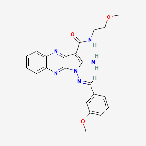 (E)-2-amino-1-((3-methoxybenzylidene)amino)-N-(2-methoxyethyl)-1H-pyrrolo[2,3-b]quinoxaline-3-carboxamide - 836630-16-1