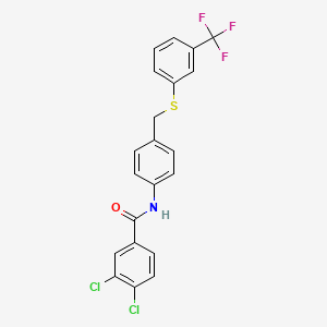 3,4-dichloro-N-[4-[[3-(trifluoromethyl)phenyl]sulfanylmethyl]phenyl]benzamide - 338398-65-5