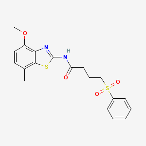 4-(benzenesulfonyl)-N-(4-methoxy-7-methyl-1,3-benzothiazol-2-yl)butanamide - 941878-22-4