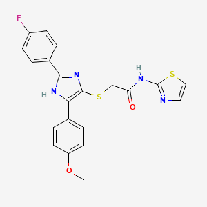 2-{[2-(4-fluorophenyl)-5-(4-methoxyphenyl)-1H-imidazol-4-yl]sulfanyl}-N-(1,3-thiazol-2-yl)acetamide - 866346-79-4