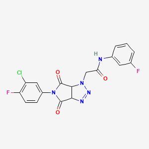 2-[5-(3-chloro-4-fluorophenyl)-4,6-dioxo-1H,3aH,4H,5H,6H,6aH-pyrrolo[3,4-d][1,2,3]triazol-1-yl]-N-(3-fluorophenyl)acetamide - 1052565-50-0