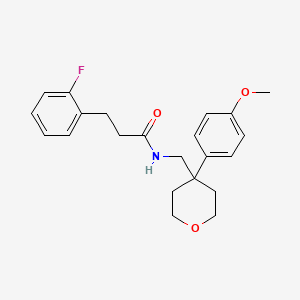 3-(2-fluorophenyl)-N-((4-(4-methoxyphenyl)tetrahydro-2H-pyran-4-yl)methyl)propanamide - 1797646-44-6