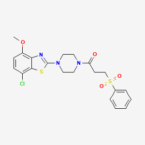 3-(benzenesulfonyl)-1-[4-(7-chloro-4-methoxy-1,3-benzothiazol-2-yl)piperazin-1-yl]propan-1-one - 886955-80-2