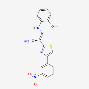 (E)-N-(2-methoxyphenyl)-4-(3-nitrophenyl)-1,3-thiazole-2-carbohydrazonoyl cyanide - 477188-78-6