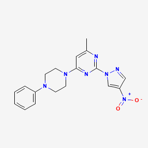 4-methyl-2-(4-nitro-1H-pyrazol-1-yl)-6-(4-phenylpiperazin-1-yl)pyrimidine - 1001502-69-7