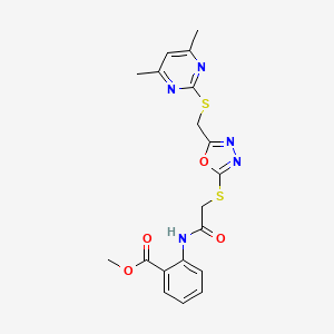 METHYL 2-{2-[(5-{[(4,6-DIMETHYLPYRIMIDIN-2-YL)SULFANYL]METHYL}-1,3,4-OXADIAZOL-2-YL)SULFANYL]ACETAMIDO}BENZOATE - 494825-96-6