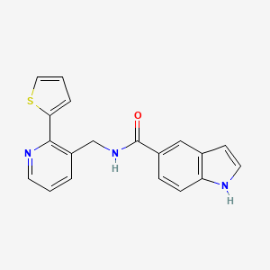 N-((2-(thiophen-2-yl)pyridin-3-yl)methyl)-1H-indole-5-carboxamide - 2034207-17-3