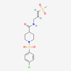 (E)-1-((4-chlorophenyl)sulfonyl)-N-(3-(methylsulfonyl)allyl)piperidine-4-carboxamide - 2210223-18-8