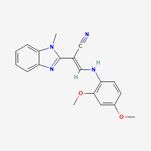 (2E)-3-[(2,4-dimethoxyphenyl)amino]-2-(1-methyl-1H-benzimidazol-2-yl)prop-2-enenitrile - 1164514-36-6