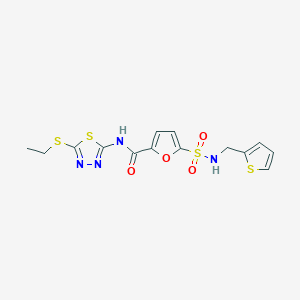 N-(5-(ethylthio)-1,3,4-thiadiazol-2-yl)-5-(N-(thiophen-2-ylmethyl)sulfamoyl)furan-2-carboxamide - 1170080-06-4