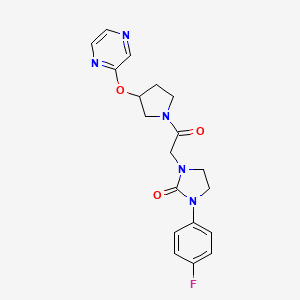 1-(4-Fluorophenyl)-3-(2-oxo-2-(3-(pyrazin-2-yloxy)pyrrolidin-1-yl)ethyl)imidazolidin-2-one - 2034321-70-3