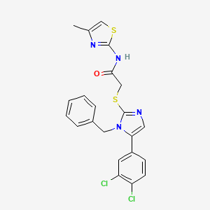 2-((1-benzyl-5-(3,4-dichlorophenyl)-1H-imidazol-2-yl)thio)-N-(4-methylthiazol-2-yl)acetamide - 1207026-50-3