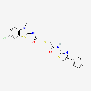 (Z)-N-(6-chloro-3-methylbenzo[d]thiazol-2(3H)-ylidene)-2-((2-oxo-2-((4-phenylthiazol-2-yl)amino)ethyl)thio)acetamide - 851717-07-2