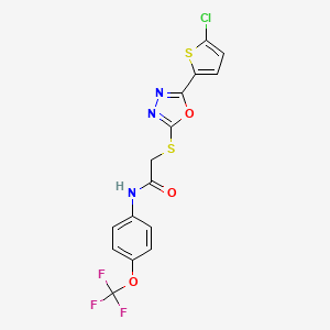 2-((5-(5-chlorothiophen-2-yl)-1,3,4-oxadiazol-2-yl)thio)-N-(4-(trifluoromethoxy)phenyl)acetamide - 1171595-74-6