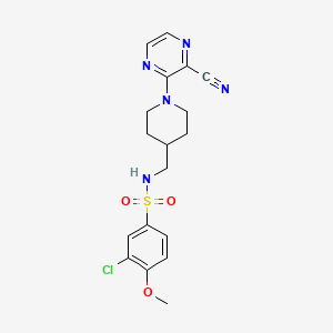 3-chloro-N-((1-(3-cyanopyrazin-2-yl)piperidin-4-yl)methyl)-4-methoxybenzenesulfonamide - 1797576-62-5