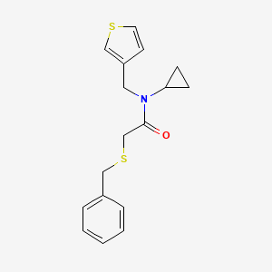 2-(benzylthio)-N-cyclopropyl-N-(thiophen-3-ylmethyl)acetamide - 1235660-20-4