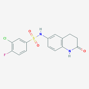 3-chloro-4-fluoro-N-(2-oxo-1,2,3,4-tetrahydroquinolin-6-yl)benzene-1-sulfonamide - 922059-27-6