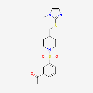 1-{3-[(4-{[(1-methyl-1H-imidazol-2-yl)sulfanyl]methyl}piperidin-1-yl)sulfonyl]phenyl}ethan-1-one - 1428374-22-4