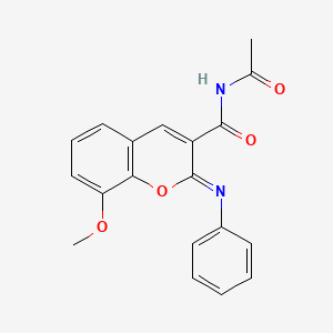 (2Z)-N-acetyl-8-methoxy-2-(phenylimino)-2H-chromene-3-carboxamide - 324525-90-8