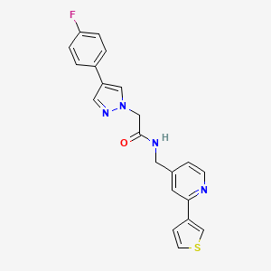 2-(4-(4-fluorophenyl)-1H-pyrazol-1-yl)-N-((2-(thiophen-3-yl)pyridin-4-yl)methyl)acetamide - 2034432-85-2
