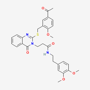 3-(2-{[(5-acetyl-2-methoxyphenyl)methyl]sulfanyl}-4-oxo-3,4-dihydroquinazolin-3-yl)-N-[2-(3,4-dimethoxyphenyl)ethyl]propanamide - 422288-84-4