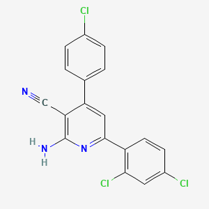2-Amino-4-(4-chlorophenyl)-6-(2,4-dichlorophenyl)nicotinonitrile - 338794-12-0