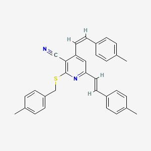 2-[(4-Methylbenzyl)sulfanyl]-4,6-bis(4-methylstyryl)nicotinonitrile - 303985-50-4