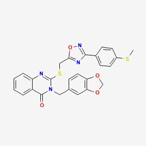 3-(benzo[d][1,3]dioxol-5-ylmethyl)-2-(((3-(4-(methylthio)phenyl)-1,2,4-oxadiazol-5-yl)methyl)thio)quinazolin-4(3H)-one - 2034575-96-5