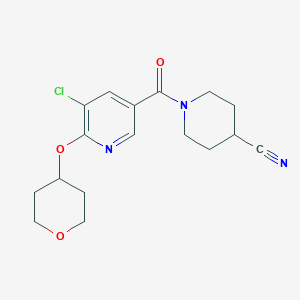 1-[5-chloro-6-(oxan-4-yloxy)pyridine-3-carbonyl]piperidine-4-carbonitrile - 1903559-73-8