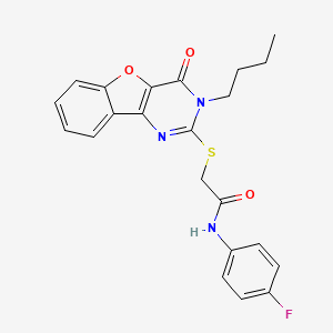 2-((3-butyl-4-oxo-3,4-dihydrobenzofuro[3,2-d]pyrimidin-2-yl)thio)-N-(4-fluorophenyl)acetamide - 899982-03-7