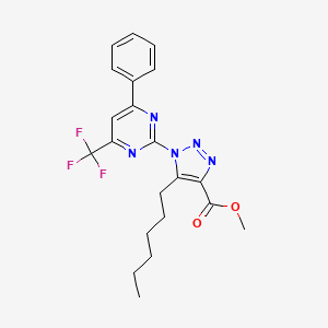 Methyl 5-hexyl-1-[4-phenyl-6-(trifluoromethyl)pyrimidin-2-yl]triazole-4-carboxylate - 861210-45-9